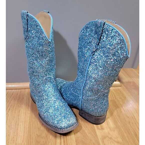 Ropper Blue Multi-Glitter Vamp Shaft Boots 5 - Picture 1 of 7